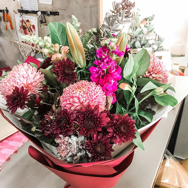 Bold & Moddy Maroon Accents — Florist in Birtinya, QLD