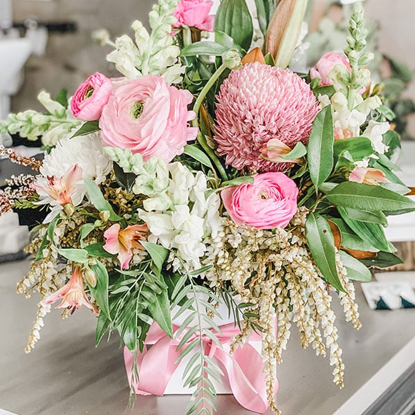 Pretty & Pastel Flowers On A Vase — Florist in Birtinya, QLD