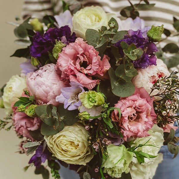 Romantic Vintage Roses Bouquet Vase — Florist in Birtinya, QLD