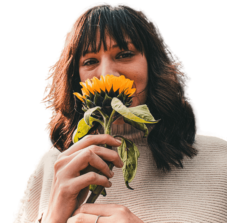 sunflower smelling